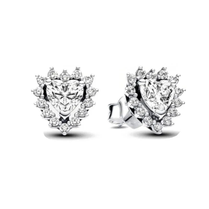 925 Silver Heart Snowflake Moon Earrings | Fine Stud Earrings for Women alternate view