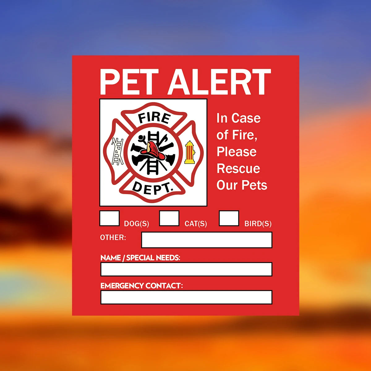 Pet Alert Stickers | Emergency Pet Rescue Window Decals (4 Pack) additional angle