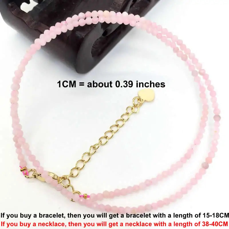Faceted Gemstone Beaded Necklace and Bracelet Set | Natural Crystal Choker Jewelry for close-up view