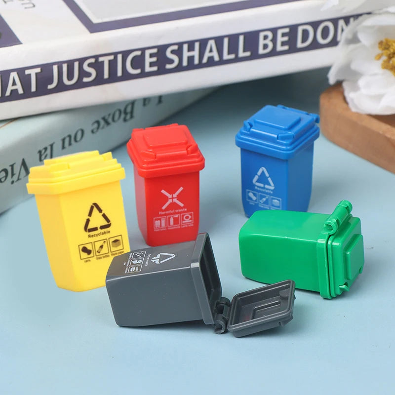 1:12 Dollhouse Miniature Trash Can 5pcs/set Model Furniture Accessories lifestyle view