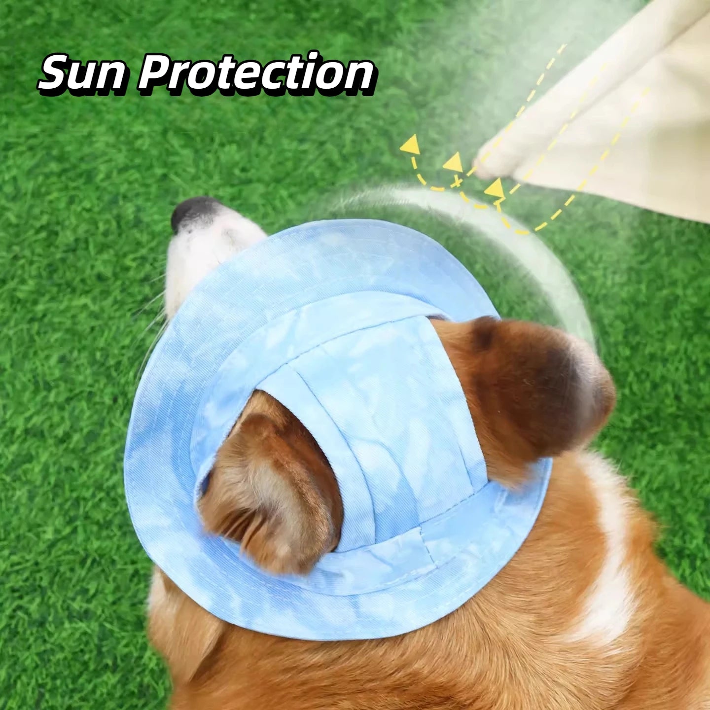 Dog Sun Hat with Ear Holes | Breathable Cotton Bucket Hat for Small Pets detail view