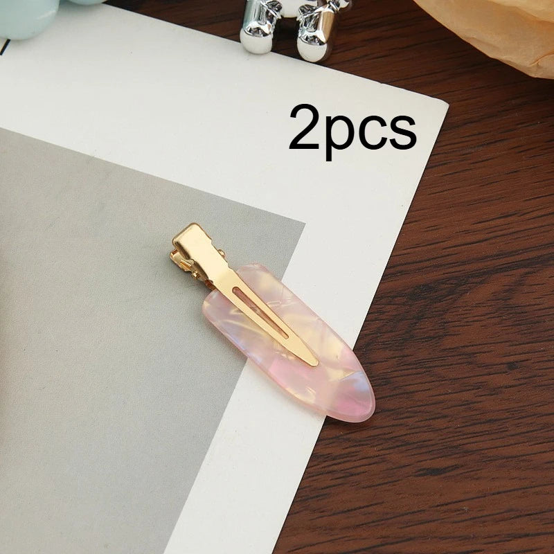 2/4pcs Elegant Mermaid Pink and White Seamless Adhesive Hair Clips for Women's Bangs and Makeup, Hair Accessoires, Hair Clip