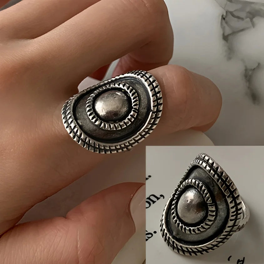PANJBJ 925 Sterling Silve Multilayer Irregular Geometric Ring for Women Simple Charm lifestyle view