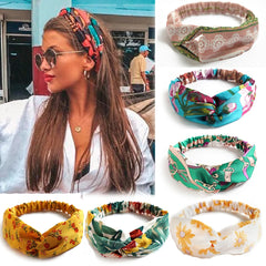 Fashion Bohemian Style Hair Bands Elastic Yoga Headband Women Headwear Print Vintage alternate view