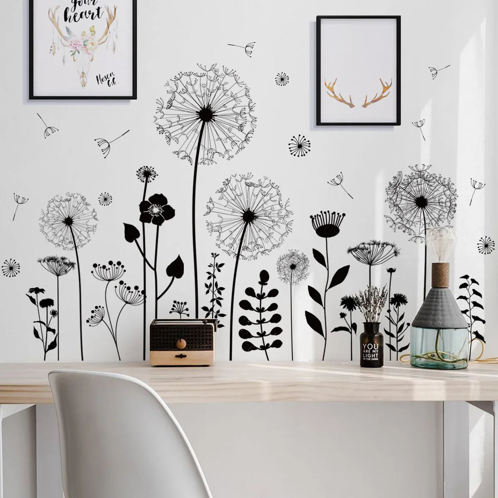 2pcs Dandelion Wall Sticker Set | Self-Adhesive Wall Decor for Bedroom Living Room close-up view