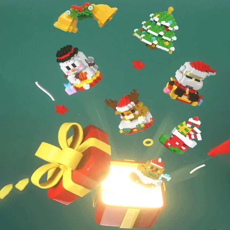 Christmas Micro Building Block Set | Santa and Reindeer Puzzle Toy additional angle