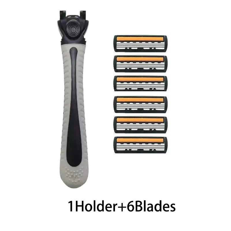 Men's Manual Shaver with 3-Layer Stainless Steel Razor Blades, Compact Shaver with Scratch Resistance, Precision Shaving