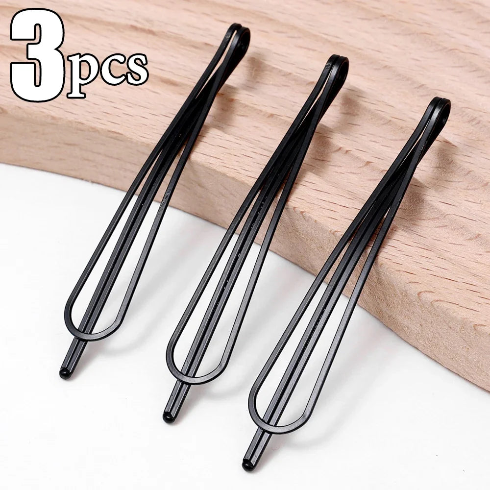 3/12Pcs Black Hair Clips Bobby Pins Wavy Hairpins Metal Barrettes Invisible Wave Hair lifestyle view