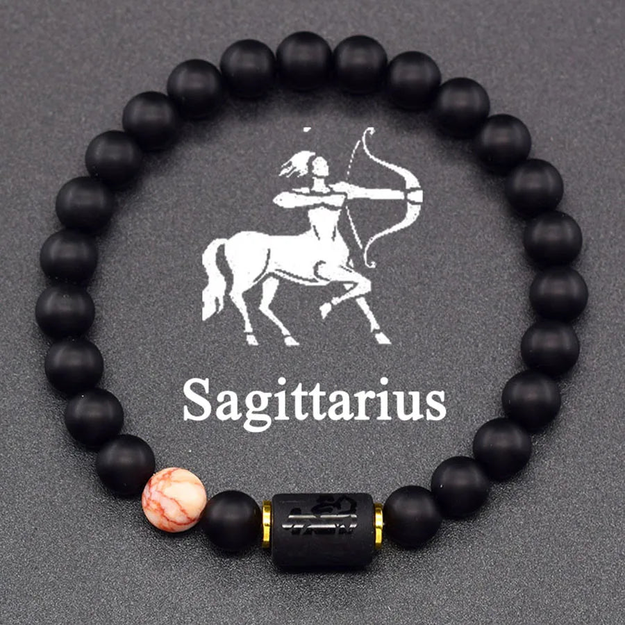 12 Zodiac Sign Bracelet Homme Constellation Bangle Natural Yellow Tiger Eye Stone Hema close-up view