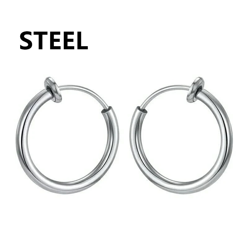 1/16 Pairs Magnetic Stud Earrings Men Stainless Steel Non-Piercing Cross Dangle Hoop lifestyle view