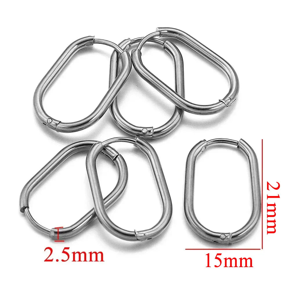 Gold Plated Rectangular Hoop Earrings | 6pcs Stainless Steel Jewelry Findings for DIY detail view