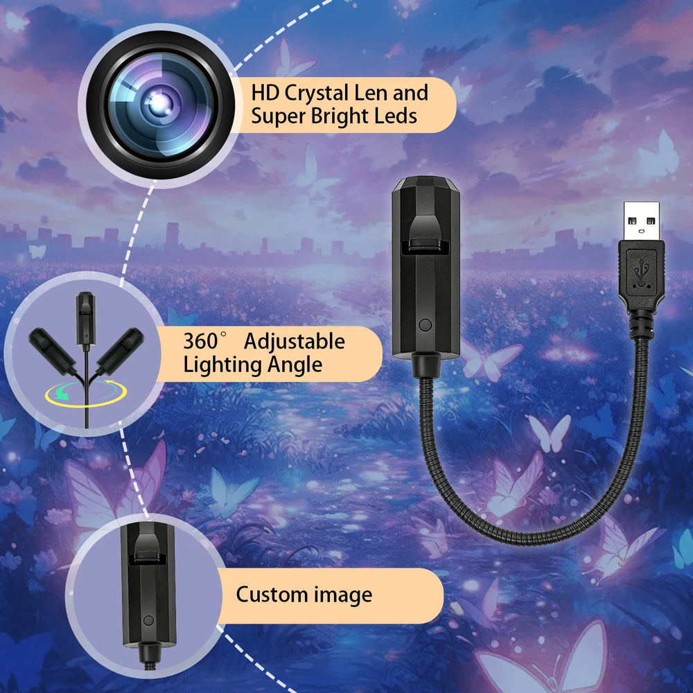 Colorful Butterfly Projection Light | 360° Rotating Night Light for Romantic Bedroom D close-up view