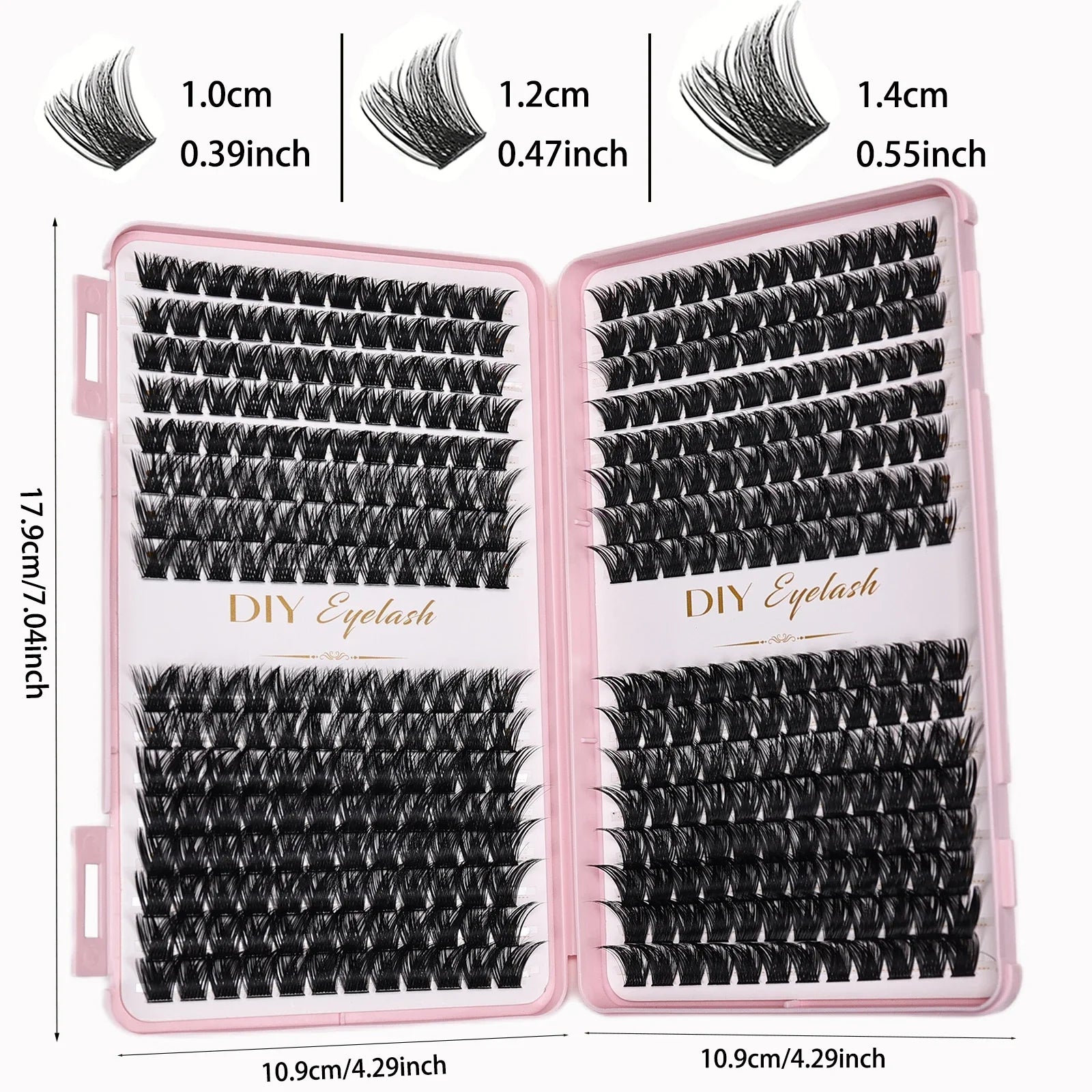 384pcs Cluster Lashes Mixed Tray | DIY Natural Look Eyelash Extension close-up view