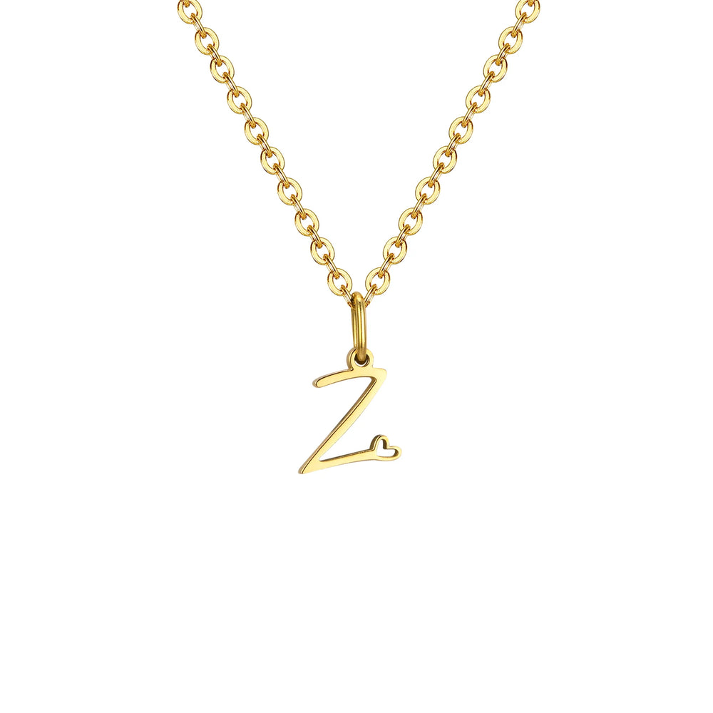 Dainty Heart Initial Necklace for Women, Gold Plated A-Z Letter Pendant, Waterproof S alternate view