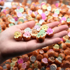 Luminous Cute Eggshell Chick Play House Toy Egg White Resin Car Decoration Diy Jewelry close-up view