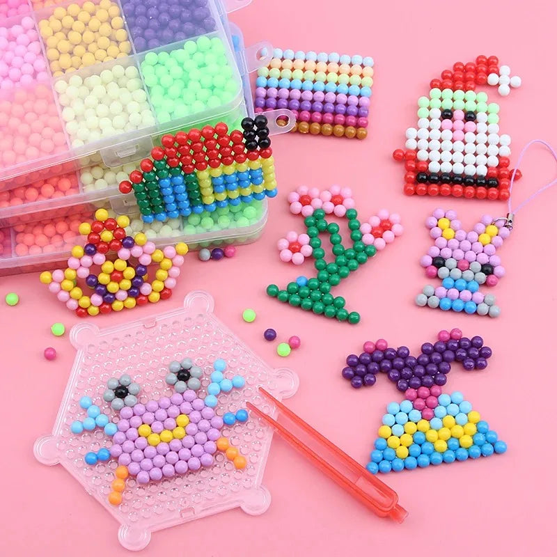600Pcs box Hama Water Beads Spray Magic Beads Educational Perler perlen beads Puzzles lifestyle view