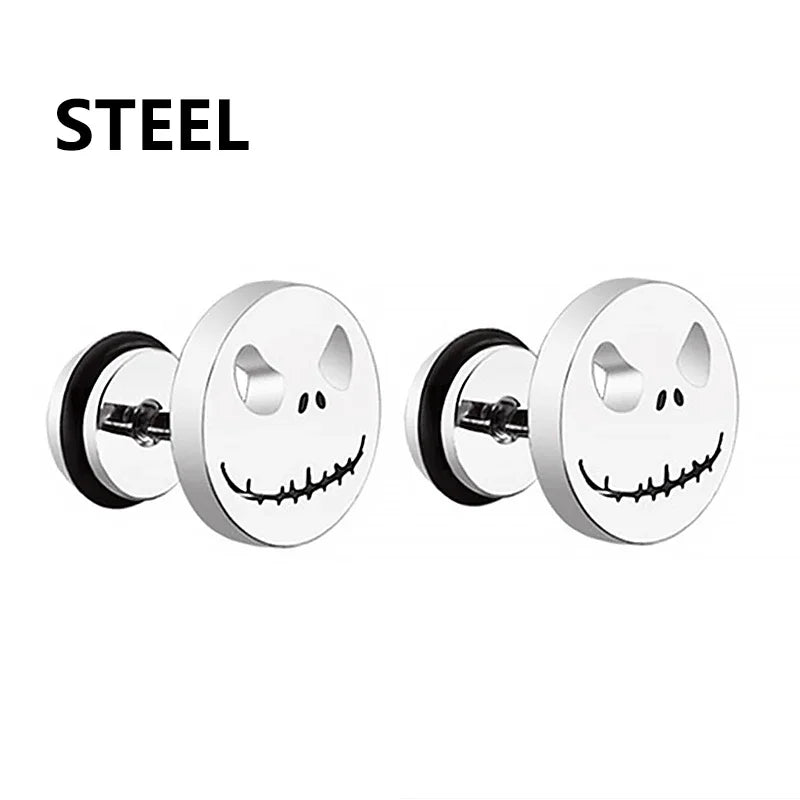 Punk Stainless Steel Cross Stud Earrings Jewelry close-up view