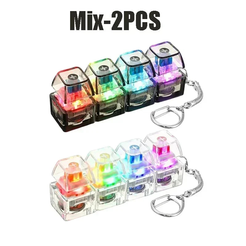 Portable LED Keyboard Keychain Click Button Stress Reliever Desk Accessory