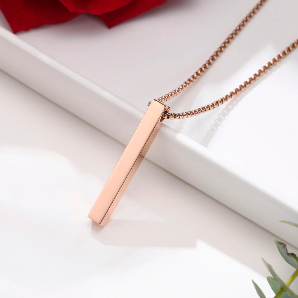 Vinox 5mm Pillar Necklace | Unisex Stainless Steel Geometric Pendant detail view