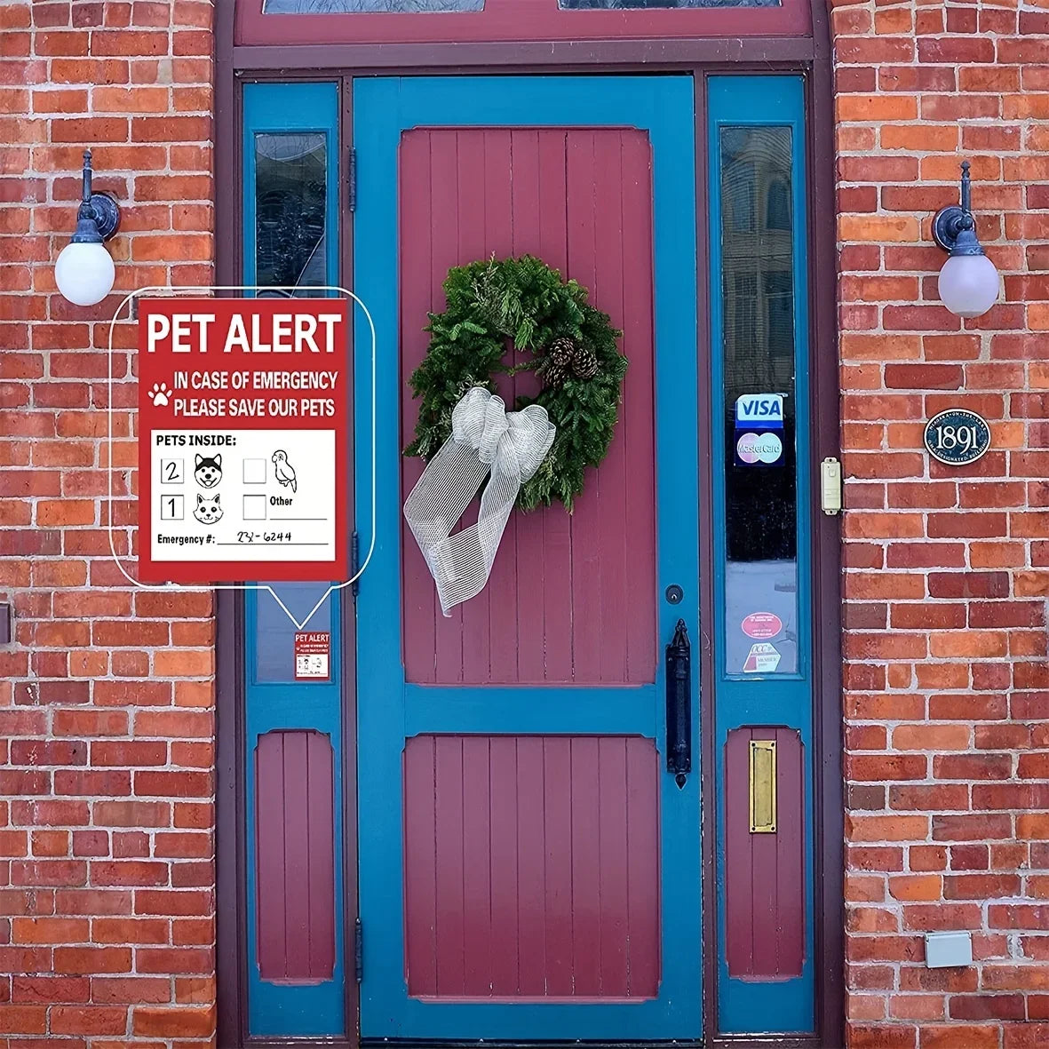 Pet Alert Safety Stickers for Fire Rescue | Emergency Pet Inside Decal for Window or D close-up view