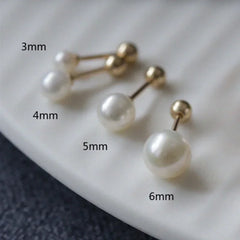 925 Sterling Silver Geometry Pearl Stud Earrings for Women Advanced Ornament Round Ba alternate view