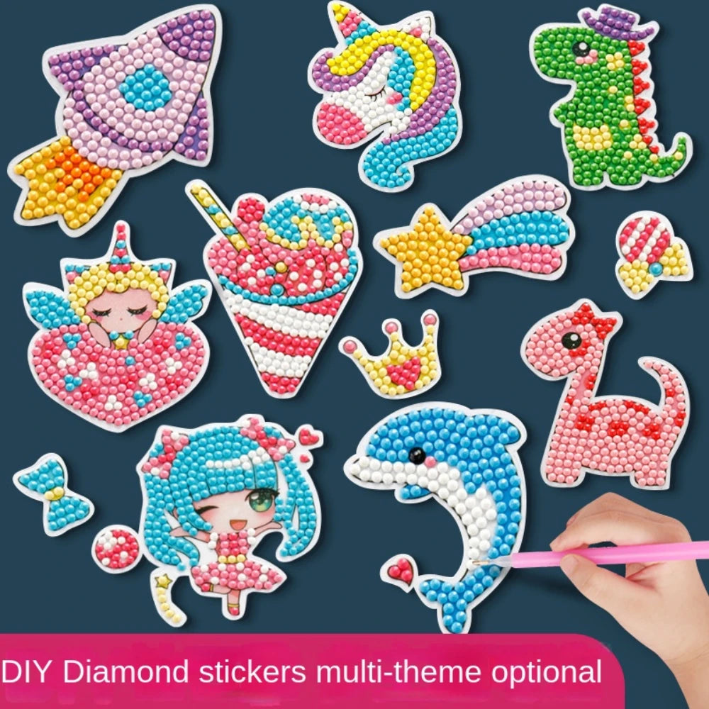 Child Diamond DIY Painting Sticker Set Toys Colorful Cartoon Sticker Handmade Arts Crafts Painting G