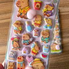 Capybara Themed PP Sticker Set (2 Pcs) - Fun Embellishments for Planners & Handcrafts close-up view