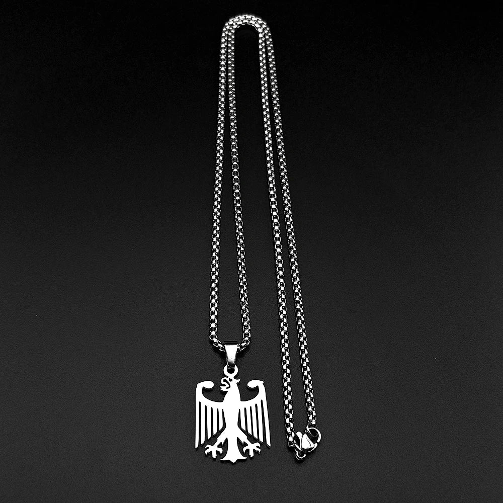 Hollow German Eagle Bundesadler National Emblem Symbol Pendant Necklaces Gold Color Stai detail view