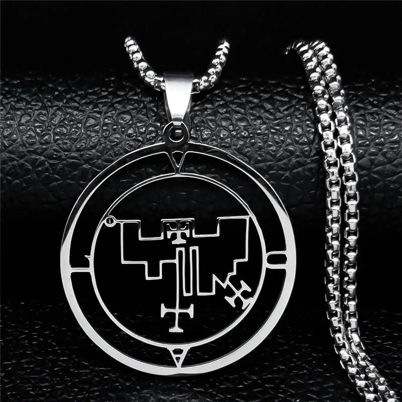 Astaroth Sigil Goetia Stainless Steel Necklace Solomon Demon Seal Satan Sigil sataniq lifestyle view