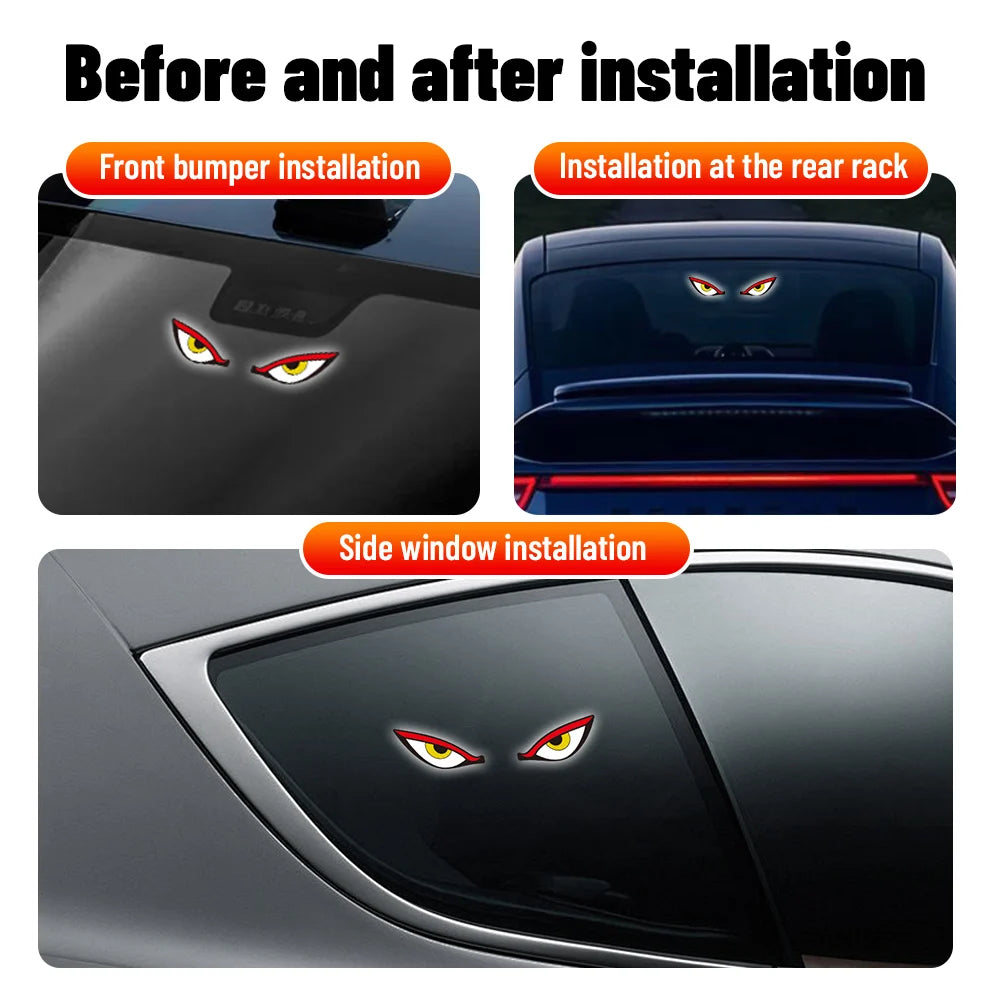 Solar Demon's Eye Car Dynamic LED Light | No Wiring Moving Eyes Car Decoration additional angle