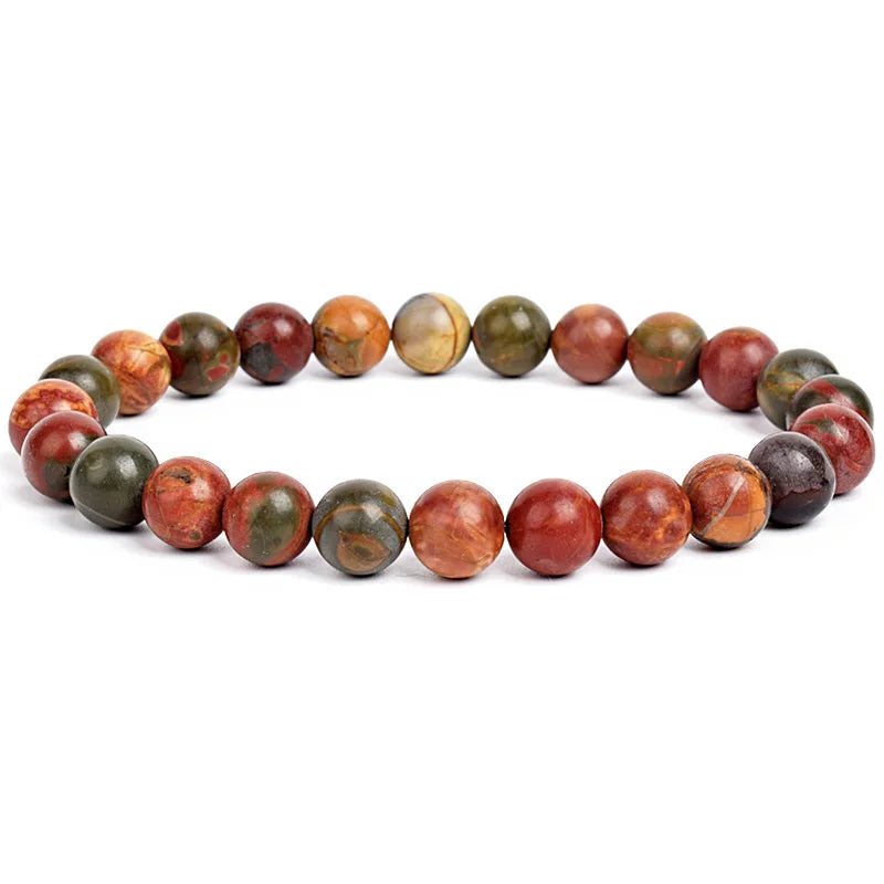 Natural Stone Beads Bracelet For Women Men Amethysts Crystal Quartzs Aquamarines Jades close-up view