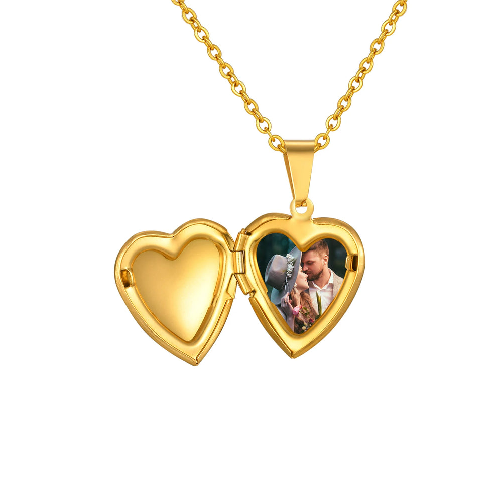 Personalized Heart Photo Pendant Necklace, Customized Image Picture Locked Necklace J lifestyle view