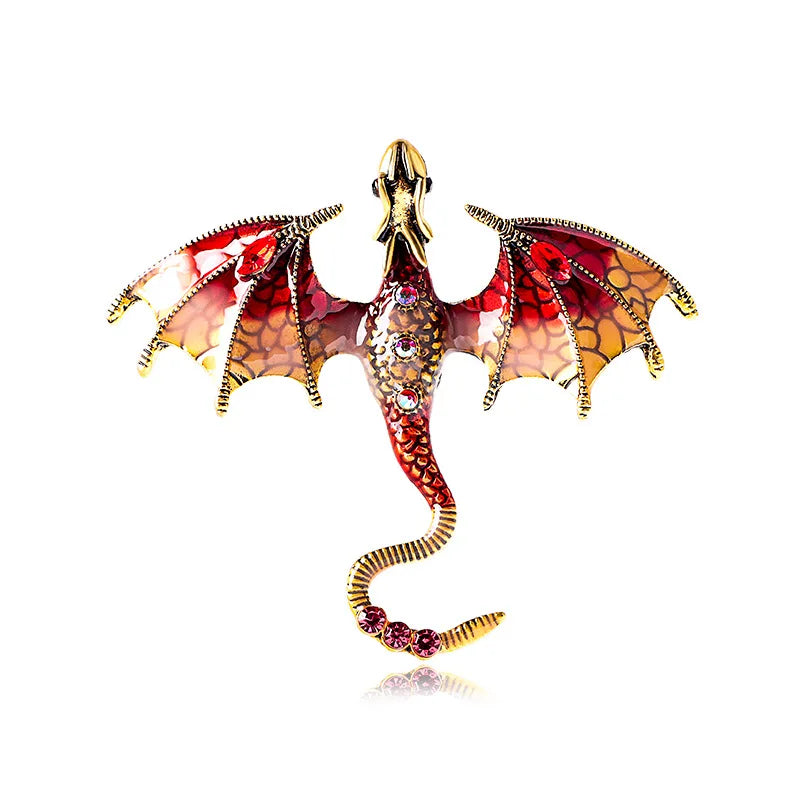 Colorful Hand Drawn Dragon Brooch Lapel Pin