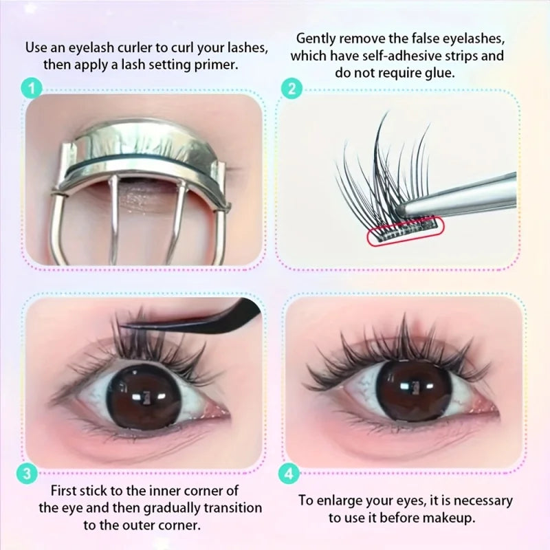 Self-Adhesive Eyelashes | No Glue Needed, C-Curl, Japanese-Korean Beauty Series for additional angle