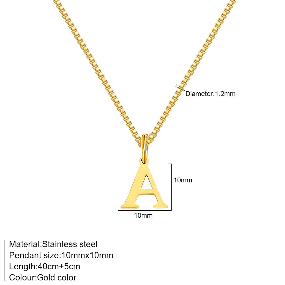 A-Z Initial Necklace 18K Gold Plated Necklace Cute Letter Stainless Steel Necklace fo lifestyle view