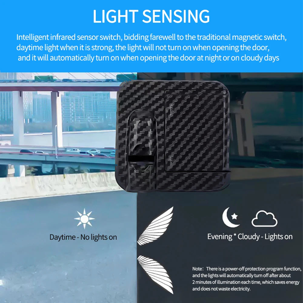 Angel Wings Door Welcome Light | Car Atmosphere LED Projector close-up view
