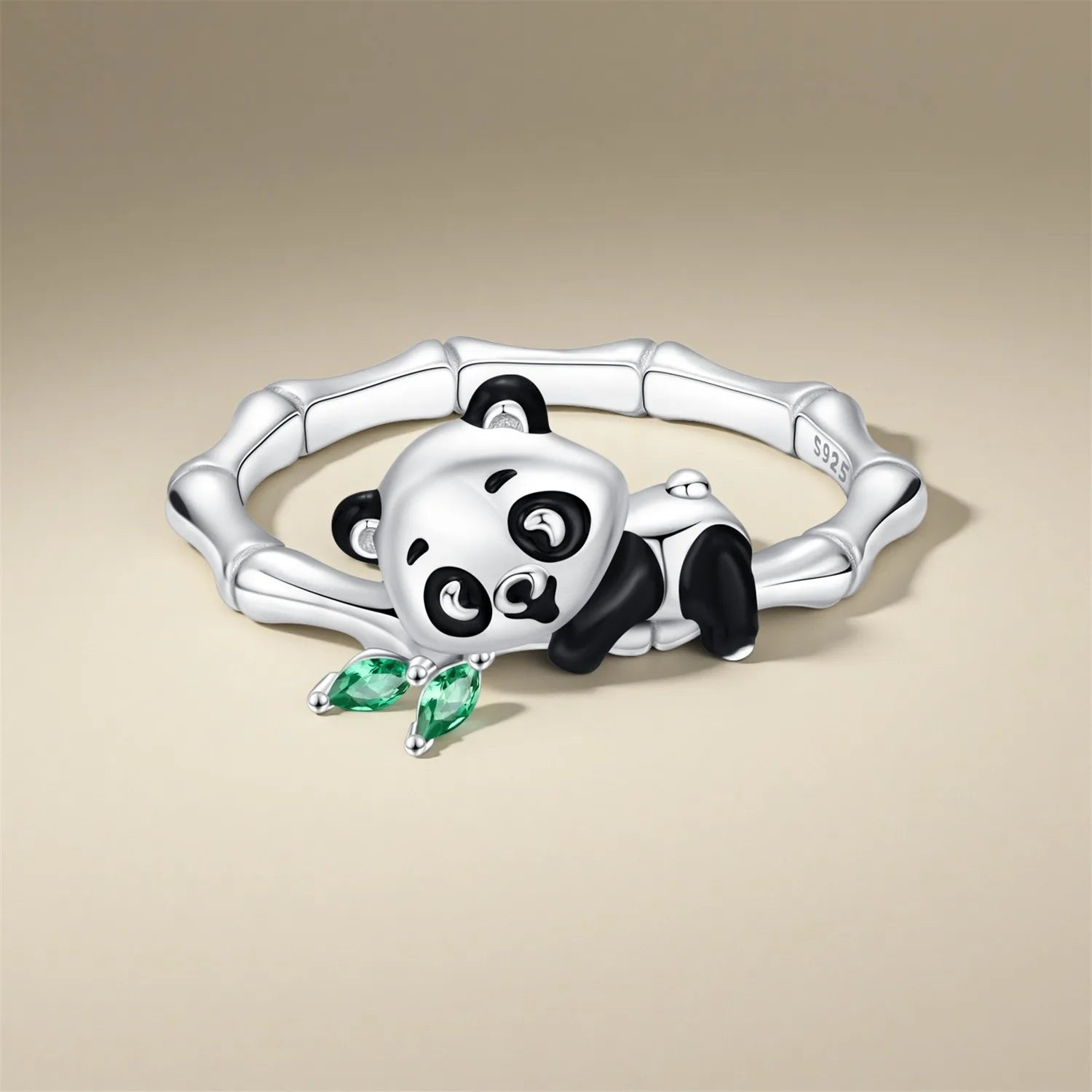 Hot Sale 2025 Original 925 Sterling SilverPanda Animal Closed Rings For Women Fashi additional angle