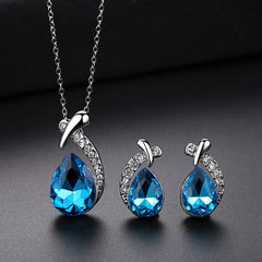Fashion Silver Color Necklace Earrings Cubic Zirconia Jewelry Sets Elegant Crystal Zircon Jewelry Wo