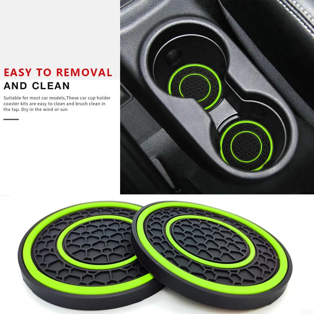 New 2-piece Anti Slip Mat Car Coaster Durable Car Cup Holder Coaster Universal Dust-proof Protection for Car Interior