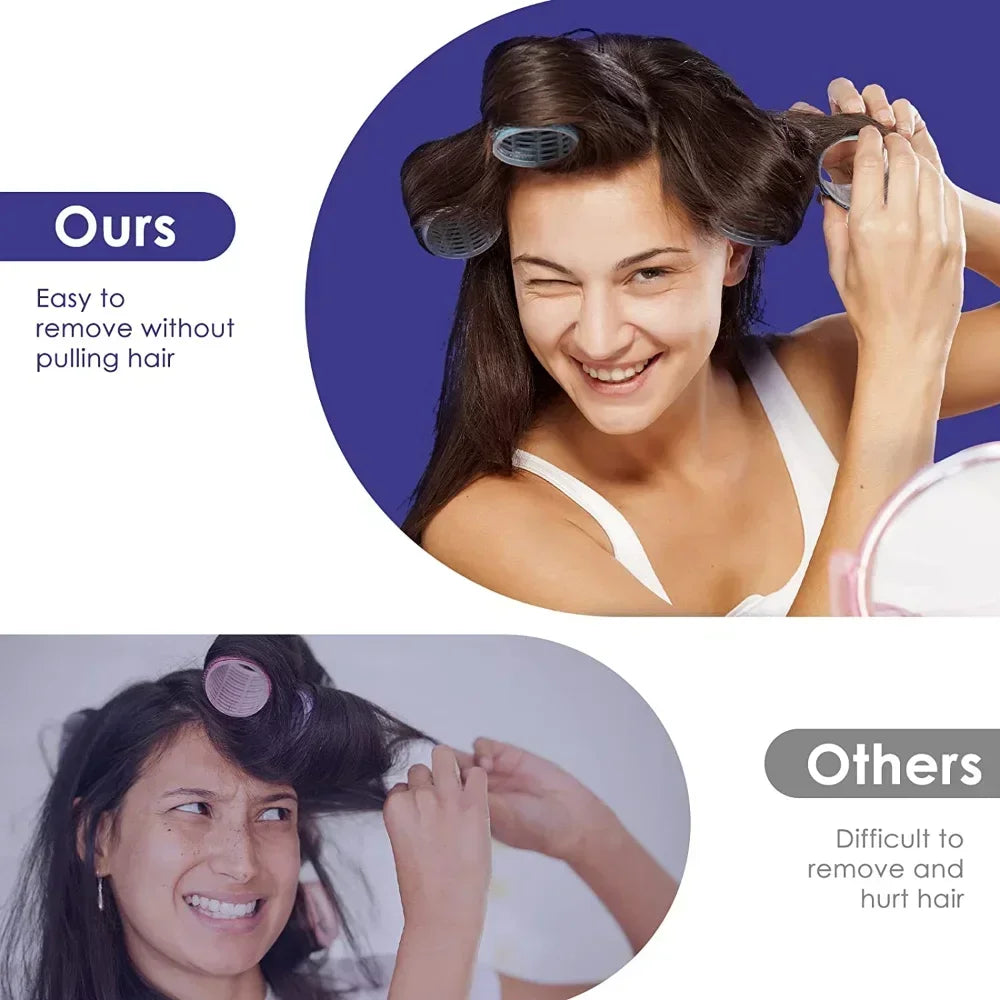 Self-Grip Hair Rollers Heatless Hair Curlers | No Heat DIY Styling Tool for Volume and close-up view