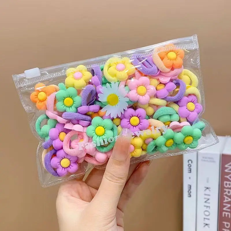 10/20Pcs/Set Cute Cartoon Rubber Elastic Hair Bands Girls Not Hurt Hair Small Scrunch lifestyle view