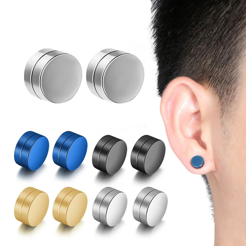 6mm/8mm/10mm/12mm Round Circle Non Piercing Strong Magnet Magnetic Mens Ear Clip Non alternate view