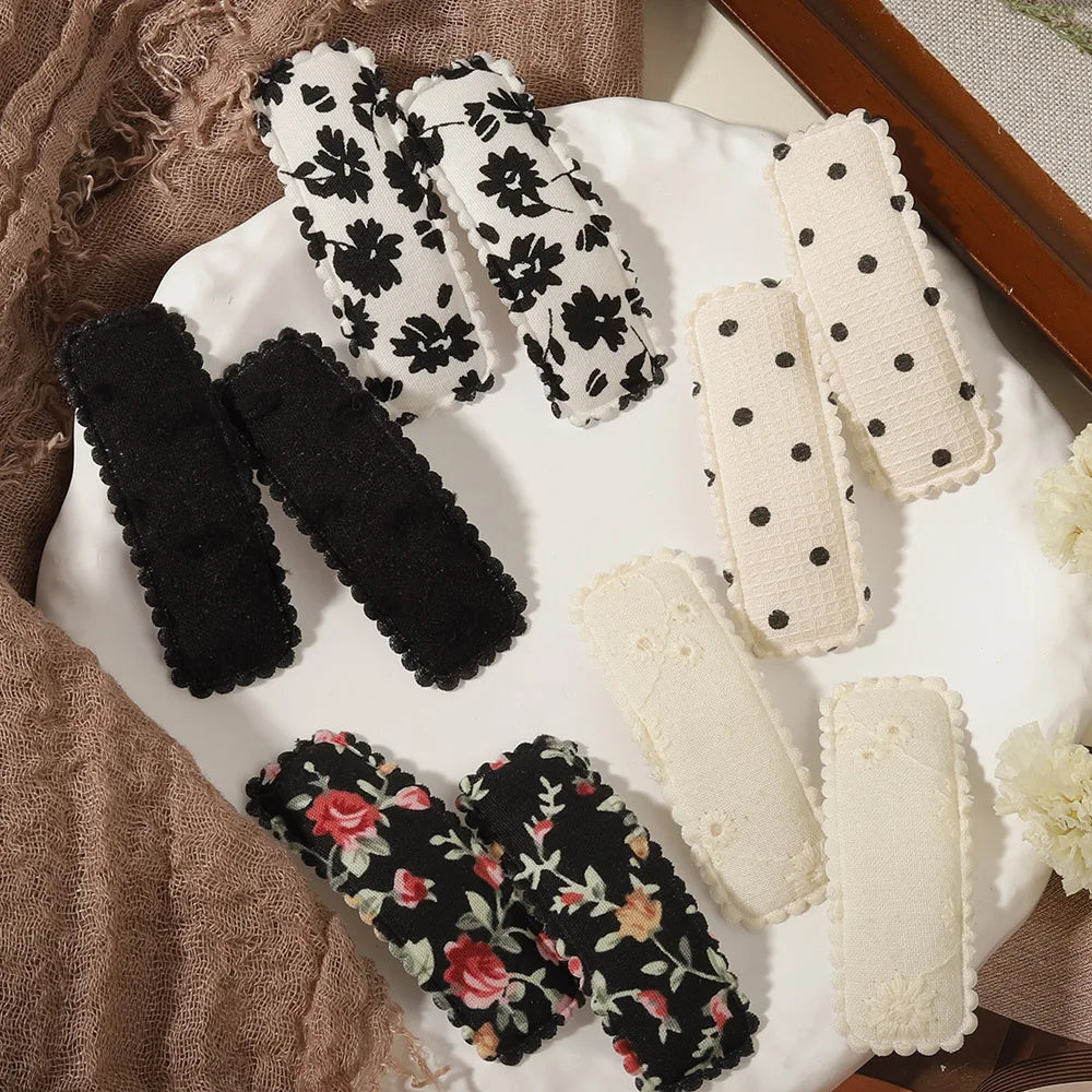 1 Set Printed Fabric Hair Clips Sweet Handmade BB Hair Clips Baby Girl Bangs Fixed Edge Clips Children's Hair Accessories Gifts