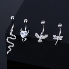 Crystal Belly Button Ring Animal Shape Belly Piercing Stainless Steel Navel Curved Barbell Ring Nave