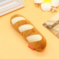 French Baguette Dog Toy | Squeaky Plush Bread Toy close-up view