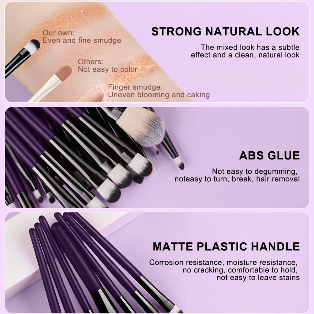 20pcs Eye Makeup Brush Set Portable Soft Makeup Brushes Beauty Tools Foundation Eyeshado detail view