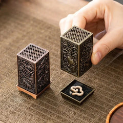 Square Vertical Incense Burner | Small Xiangyun Alloy Holder for Home Aromatherapy alternate view
