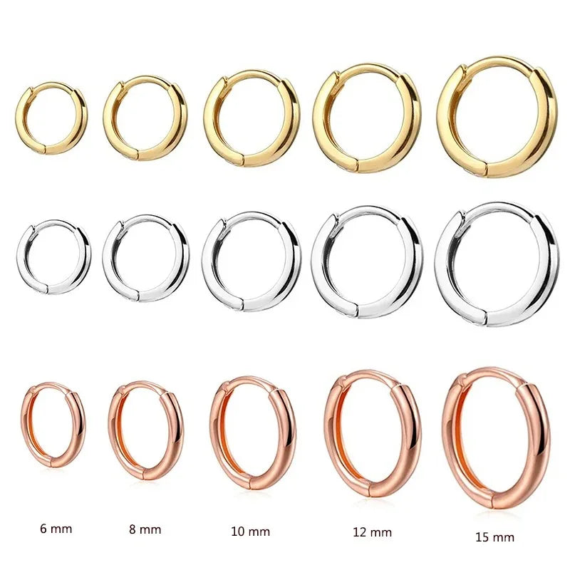 2pcs Fashion Hoop Earrings, Gold Color Tiny Cartilage Earrings Piercing Jewelry Trendy F detail view