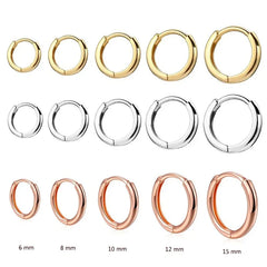 2pcs Fashion Hoop Earrings, Gold Color Tiny Cartilage Earrings Piercing Jewelry Trendy F detail view