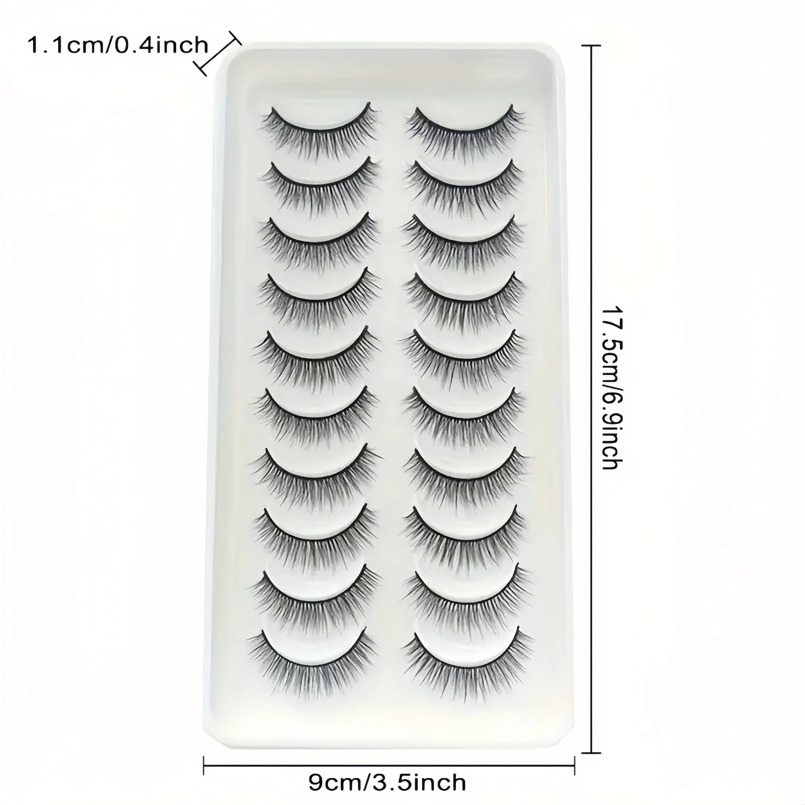 Natural Lashes 10 Pairs Extensions Strip Lashes Natural Look Slender Elongation Eyelashes 6-10mm Cat Eye False Eyelashes